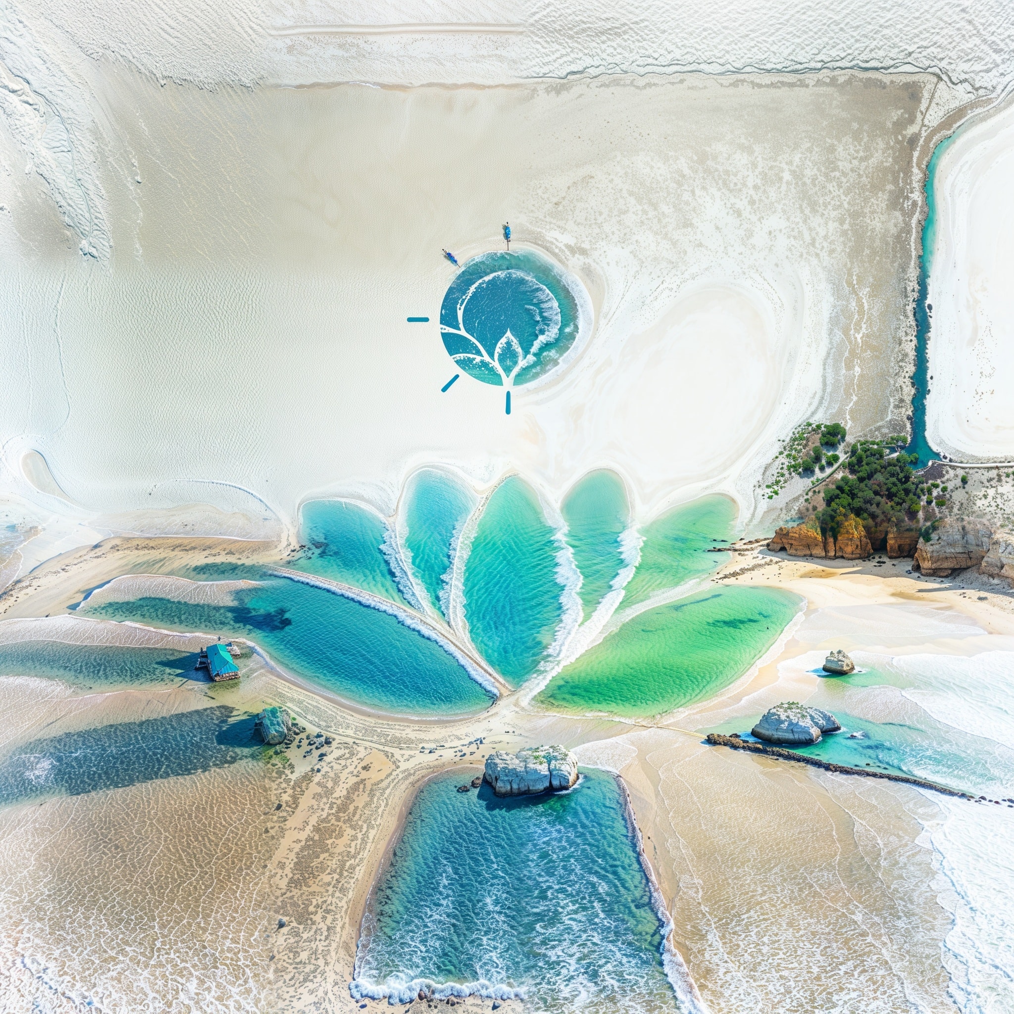 Peaceful meditation hall with practitioners sitting in silence